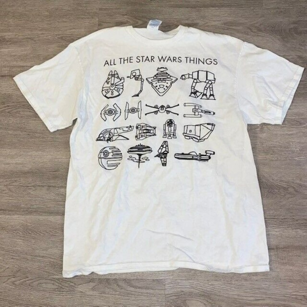 All The Star Wars Things Men's Large White T Shirt Lucasfilm